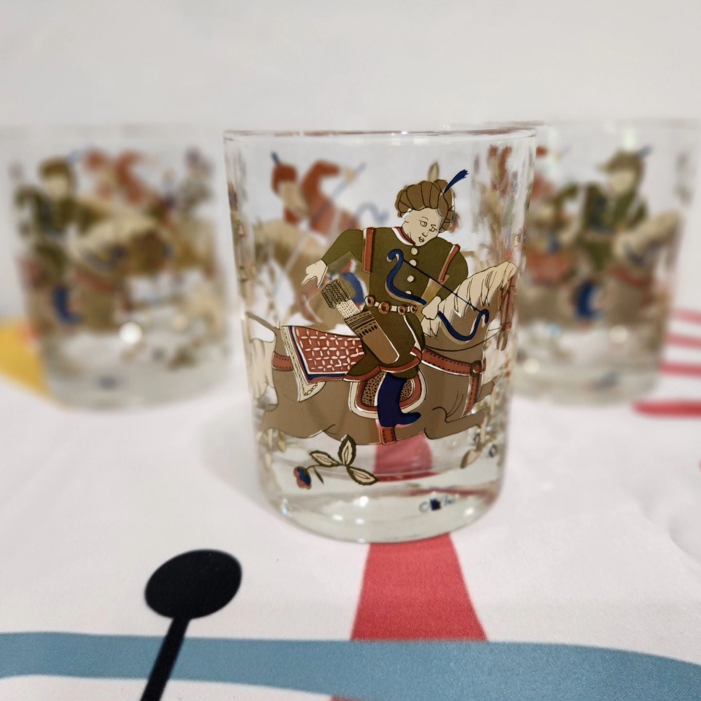 Cera Signed Bengal Tiger Hunt Lowball Tumblers