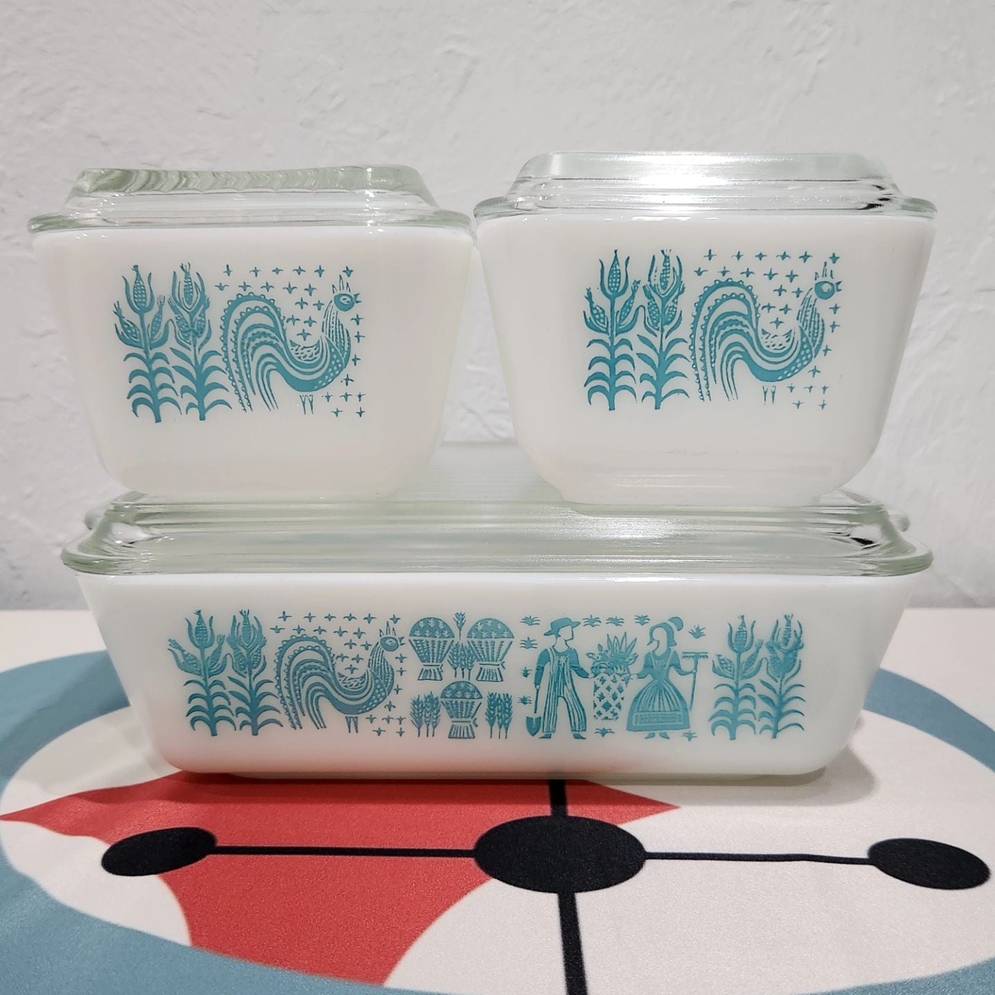 Pyrex Blue Butterprint Fridgie Set