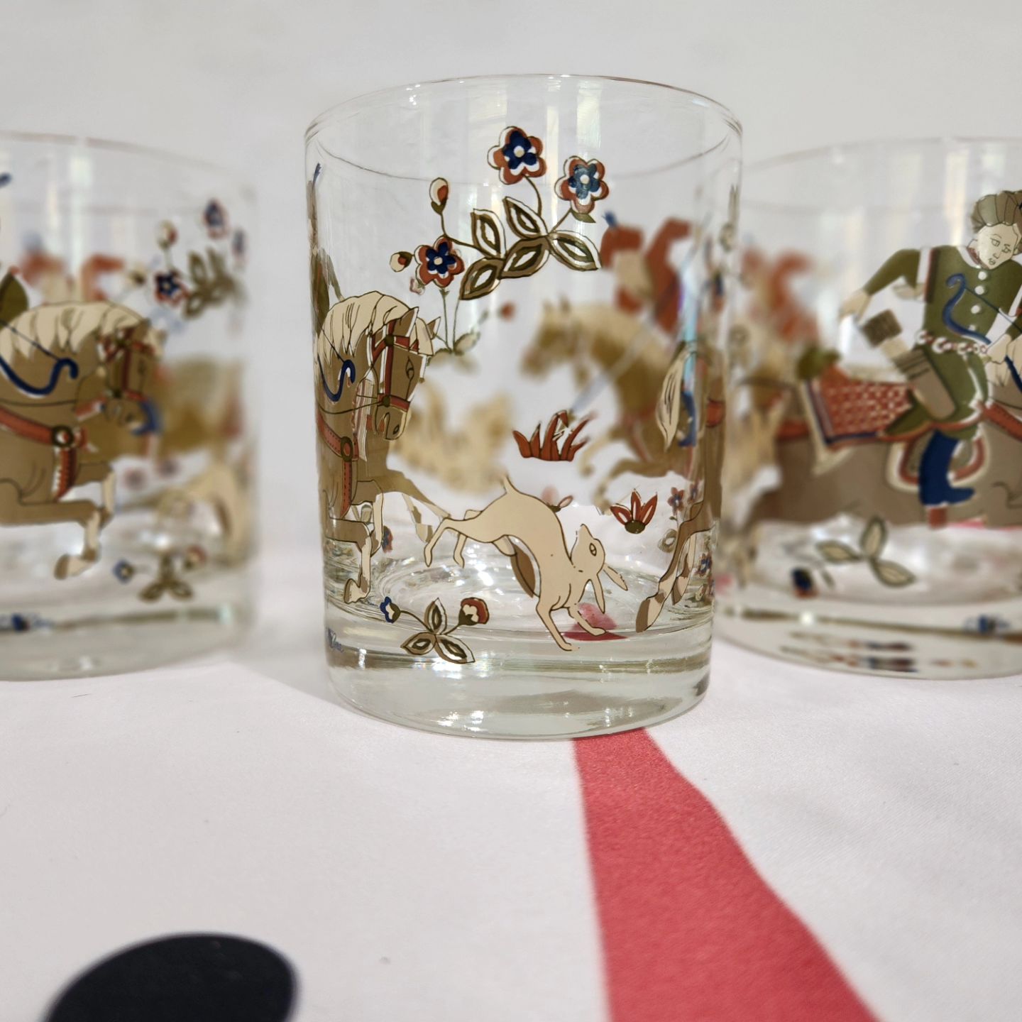 Cera Signed Bengal Tiger Hunt Lowball Tumblers