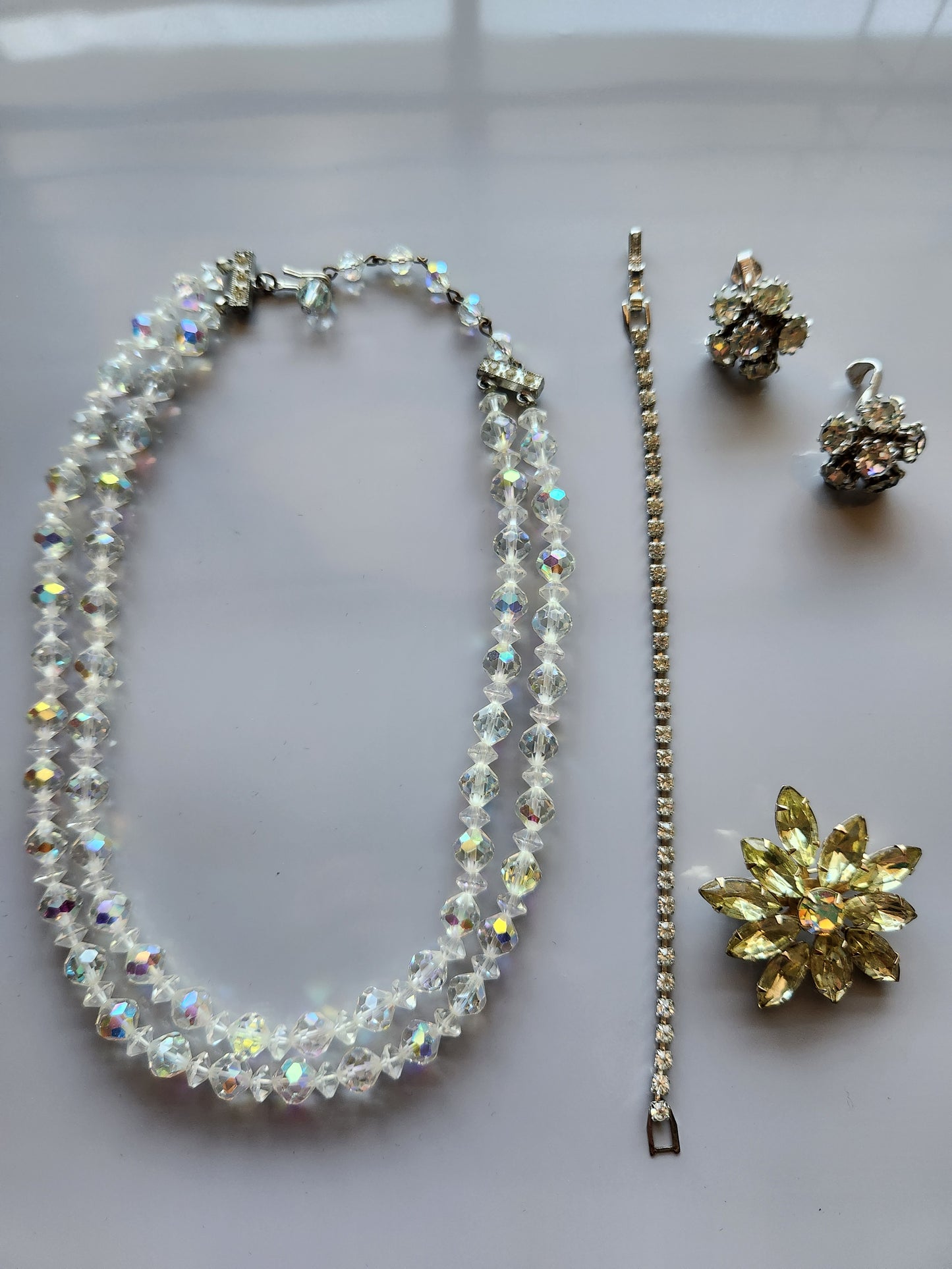 Vintage Rhinestone and Aurora Borealis Jewelry Set