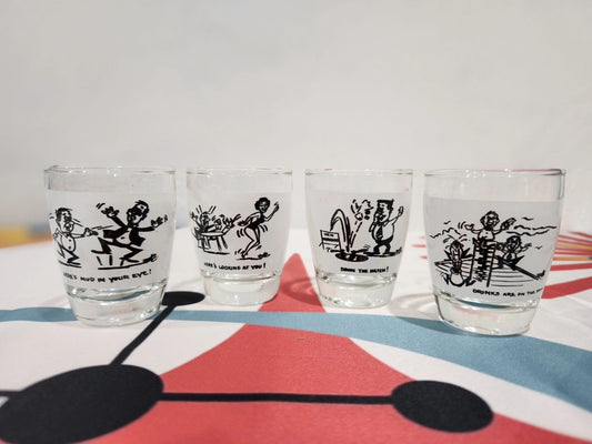 Hazel Atlas Cartoon Shot Glasses